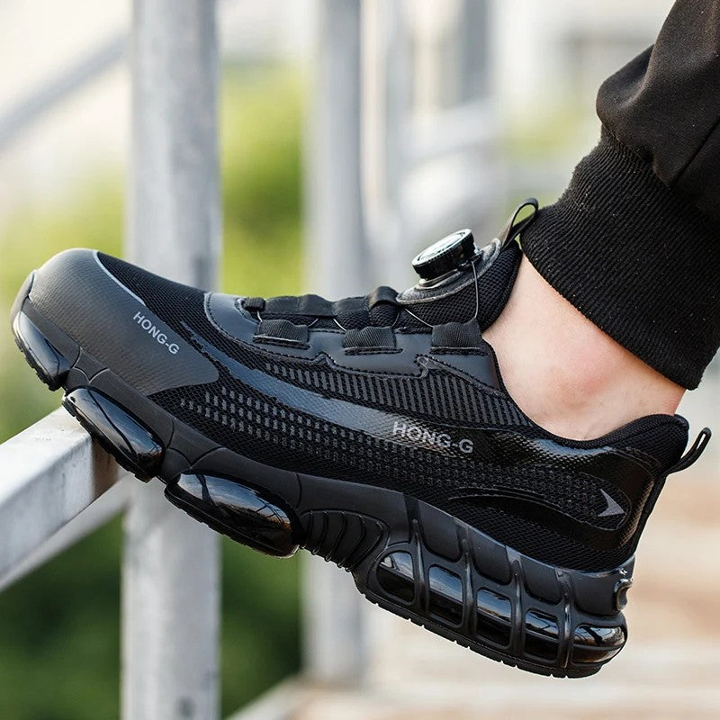 Werkschoenen voor heren Werksneakers met roterende gesp Beschermende schoenen Veiligheid Industriële lekbestendige anti-smash schoenen met stalen neus