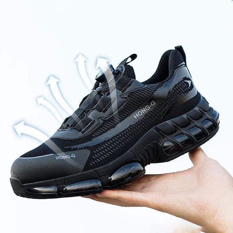 Werkschoenen voor heren Werksneakers met roterende gesp Beschermende schoenen Veiligheid Industriële lekbestendige anti-smash schoenen met stalen neus