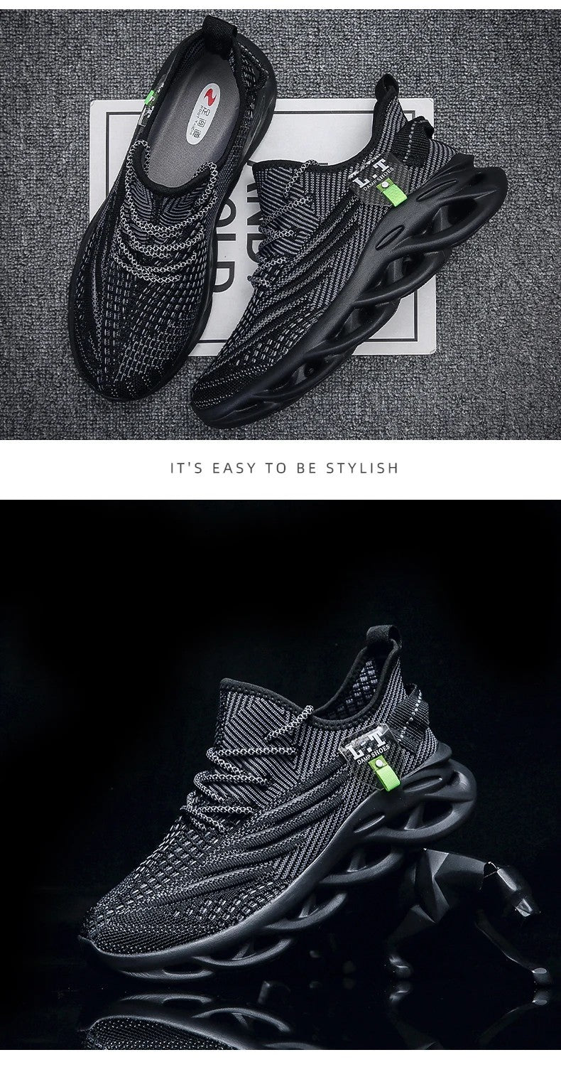 Ademende loopschoenen voor heren Mode Platform Heren Casual schoenen Mesh Lichtgewicht Antislip Outdoor Sneakers Werk Zwart Tennis