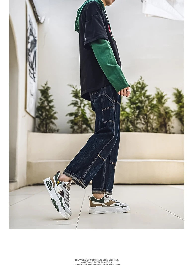 2024 herfst nieuwe casual sportschoenen heren leer lage modetrend eenvoudigste voor wedstrijd loopschoenen heren skateboardschoenen geschikt voor buitensporten