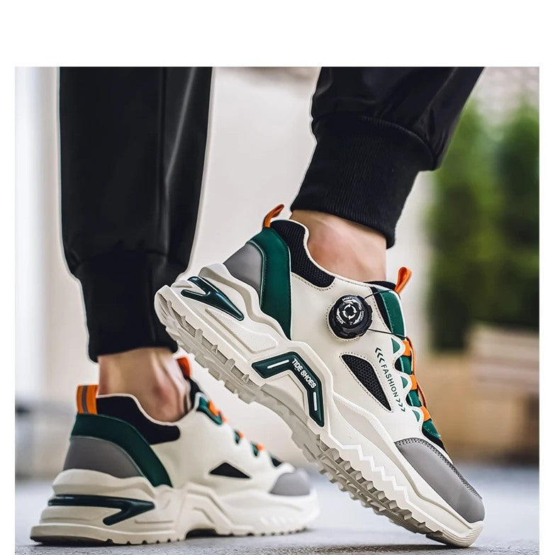 Men's Korean rotating buckle fashion casual sports shoes four season soft soled non slip outdoor running shoes student sneakers