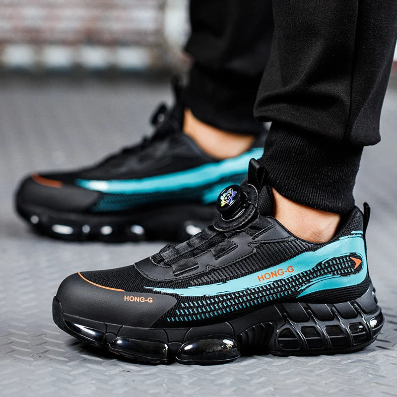Werkschoenen voor heren Werksneakers met roterende gesp Beschermende schoenen Veiligheid Industriële lekbestendige anti-smash schoenen met stalen neus