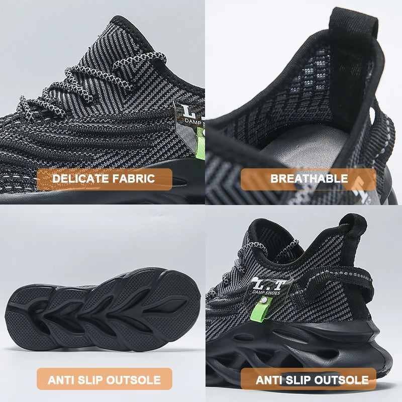 Ademende loopschoenen voor heren Mode Platform Heren Casual schoenen Mesh Lichtgewicht Antislip Outdoor Sneakers Werk Zwart Tennis