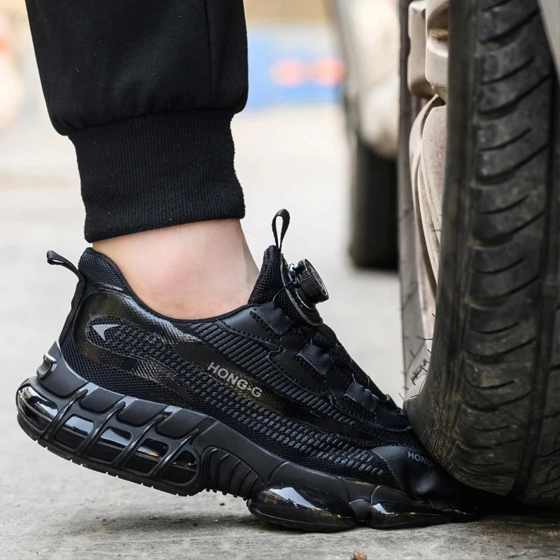 Werkschoenen voor heren Werksneakers met roterende gesp Beschermende schoenen Veiligheid Industriële lekbestendige anti-smash schoenen met stalen neus