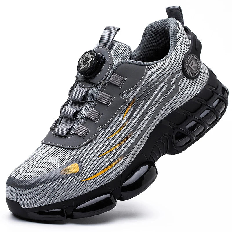 Rotating Button Safety Shoes Men Steel Toe Sneaker Air Cushion Work Shoes Man Puncture Proof Work Safety Boots Protective Shoes