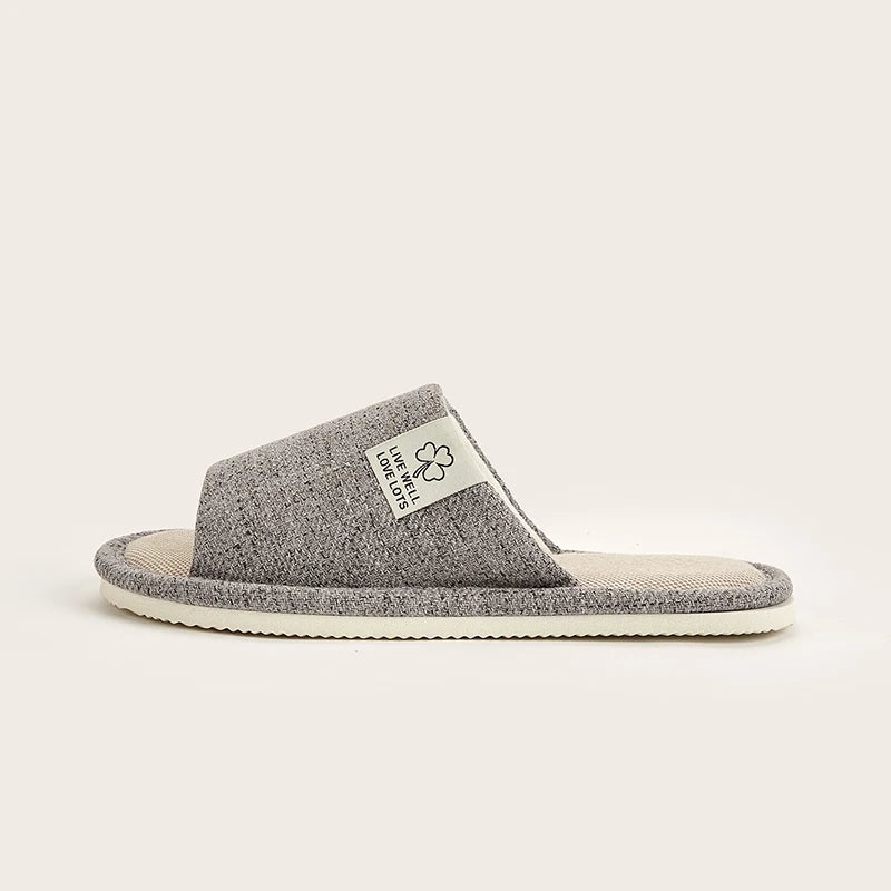 Home Linnen Slippers Voor Mannen In Lente & Herfst Comfortabele Slaapkamer Open Tenen & Ademende Slippers Heren & Damesschoenen Zomer