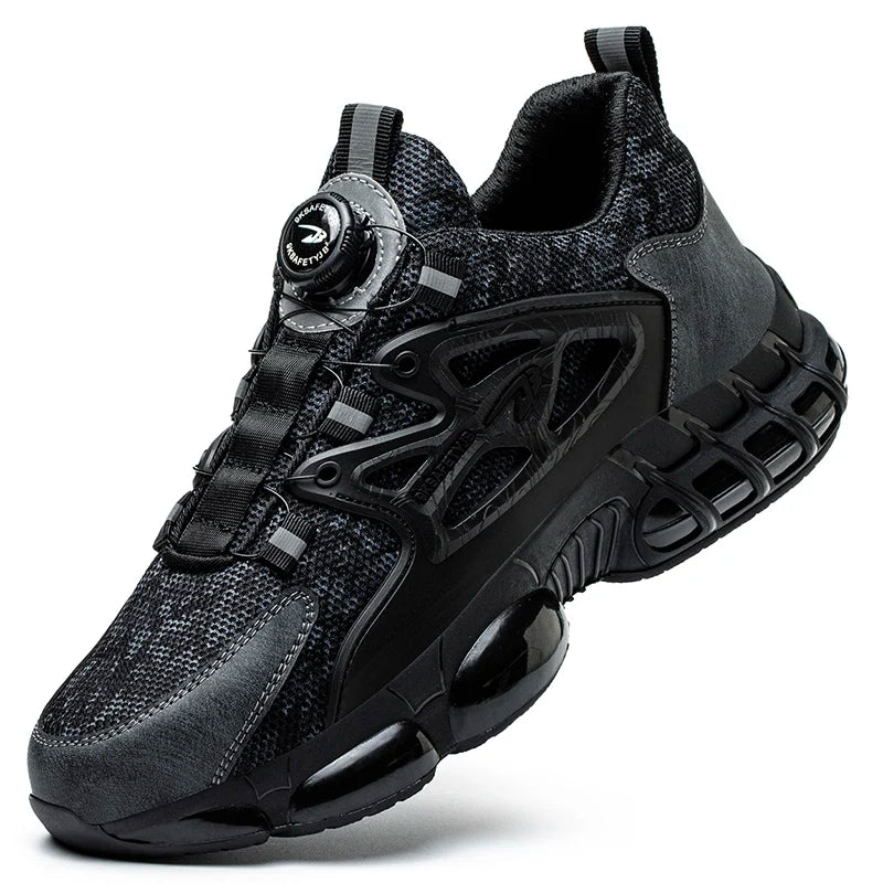 Rotating Button Safety Shoes Men Steel Toe Sneaker Air Cushion Work Shoes Man Puncture Proof Work Safety Boots Protective Shoes