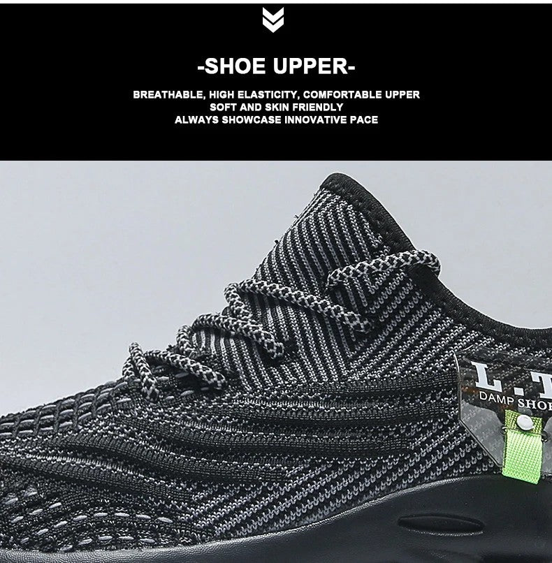 Ademende loopschoenen voor heren Mode Platform Heren Casual schoenen Mesh Lichtgewicht Antislip Outdoor Sneakers Werk Zwart Tennis