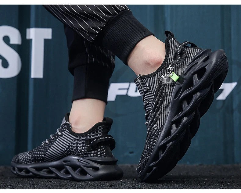 Ademende loopschoenen voor heren Mode Platform Heren Casual schoenen Mesh Lichtgewicht Antislip Outdoor Sneakers Werk Zwart Tennis
