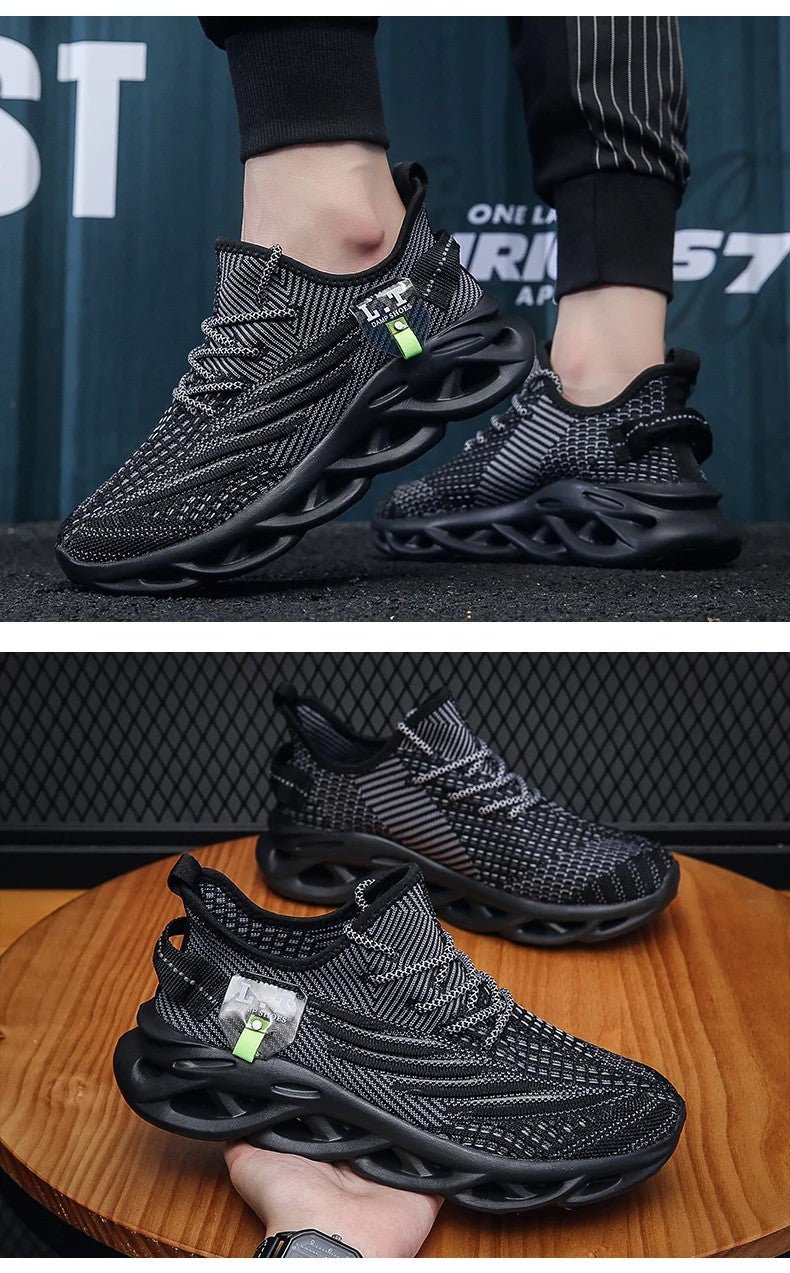 Ademende loopschoenen voor heren Mode Platform Heren Casual schoenen Mesh Lichtgewicht Antislip Outdoor Sneakers Werk Zwart Tennis