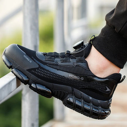 Werkschoenen voor heren Werksneakers met roterende gesp Beschermende schoenen Veiligheid Industriële lekbestendige anti-smash schoenen met stalen neus