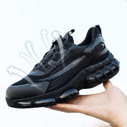 Werkschoenen voor heren Werksneakers met roterende gesp Beschermende schoenen Veiligheid Industriële lekbestendige anti-smash schoenen met stalen neus