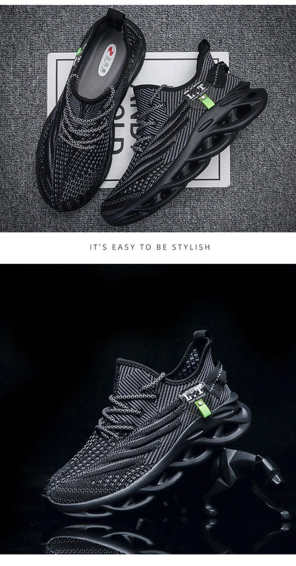Ademende loopschoenen voor heren Mode Platform Heren Casual schoenen Mesh Lichtgewicht Antislip Outdoor Sneakers Werk Zwart Tennis