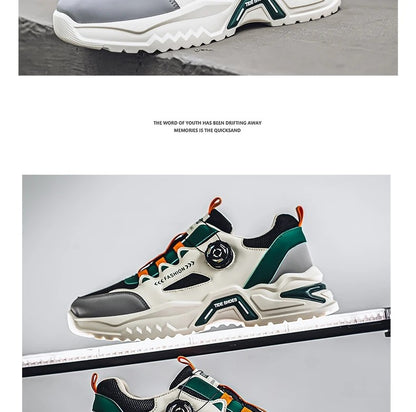 Men's Korean rotating buckle fashion casual sports shoes four season soft soled non slip outdoor running shoes student sneakers