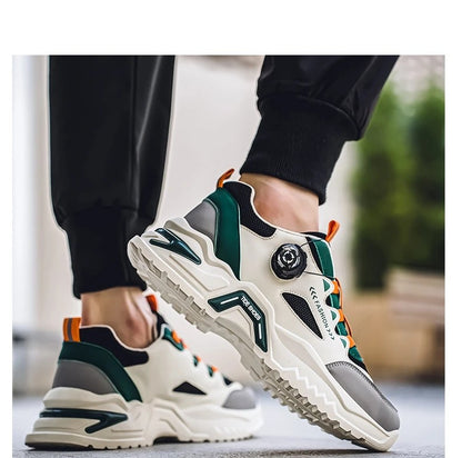 Men's Korean rotating buckle fashion casual sports shoes four season soft soled non slip outdoor running shoes student sneakers