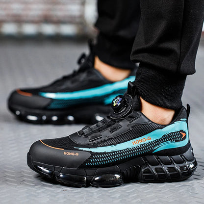 Werkschoenen voor heren Werksneakers met roterende gesp Beschermende schoenen Veiligheid Industriële lekbestendige anti-smash schoenen met stalen neus
