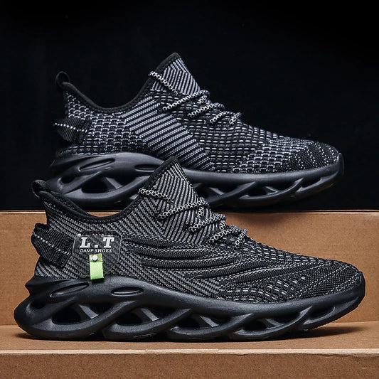 Ademende loopschoenen voor heren Mode Platform Heren Casual schoenen Mesh Lichtgewicht Antislip Outdoor Sneakers Werk Zwart Tennis