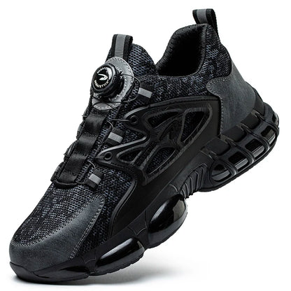Rotating Button Safety Shoes Men Steel Toe Sneaker Air Cushion Work Shoes Man Puncture Proof Work Safety Boots Protective Shoes