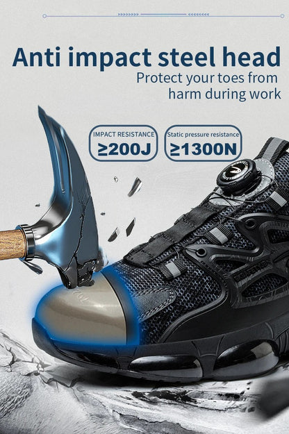 Rotating Button Safety Shoes Men Steel Toe Sneaker Air Cushion Work Shoes Man Puncture Proof Work Safety Boots Protective Shoes