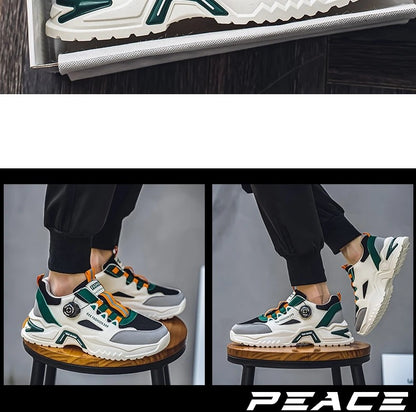 Men's Korean rotating buckle fashion casual sports shoes four season soft soled non slip outdoor running shoes student sneakers
