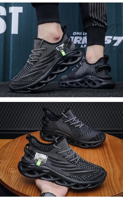 Ademende loopschoenen voor heren Mode Platform Heren Casual schoenen Mesh Lichtgewicht Antislip Outdoor Sneakers Werk Zwart Tennis